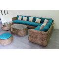 Splendid Sofa Set Tecido de material natural - Hyacinth de água Wiker para uso interno